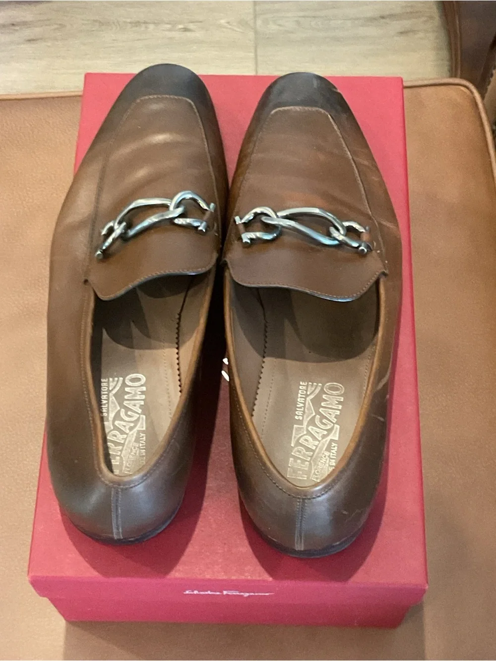 Salvatore Ferragamo Brown Leather Bit-Detail Loafers
